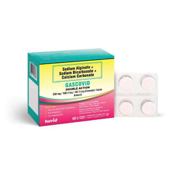 Gascovid Double Action 250mg/106.5 mg/187.5mg Chewable Tablet